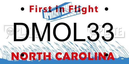 DMOL33 North Carolina License Plate