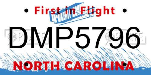 DMP5796 North Carolina License Plate