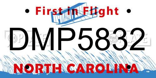 DMP5832 North Carolina License Plate