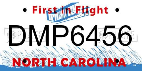 DMP6456 North Carolina License Plate