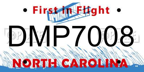 DMP7008 North Carolina License Plate