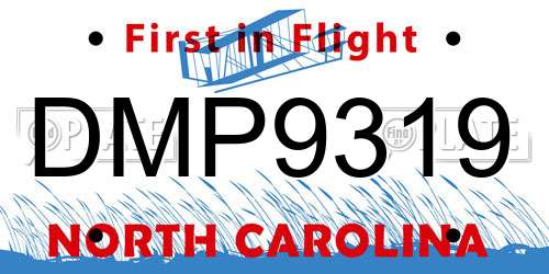 DMP9319 North Carolina License Plate