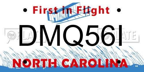 DMQ56I North Carolina License Plate