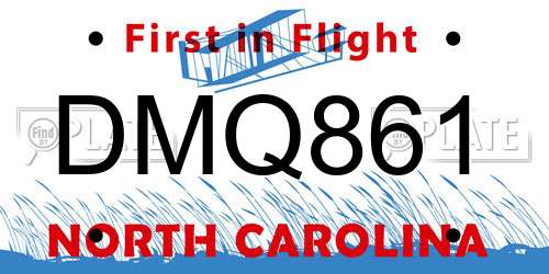 DMQ861 North Carolina License Plate
