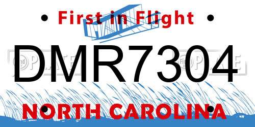 DMR7304 North Carolina License Plate