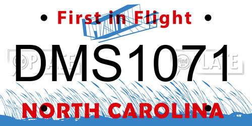 DMS1071 North Carolina License Plate