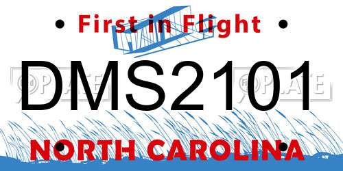 DMS2101 North Carolina License Plate