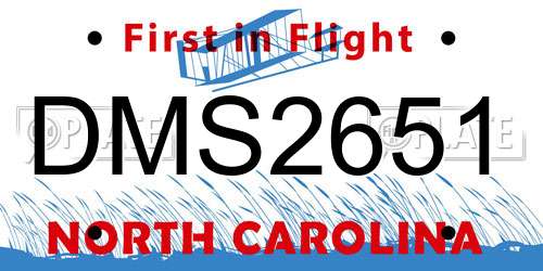 DMS2651 North Carolina License Plate