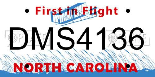 DMS4136 North Carolina License Plate