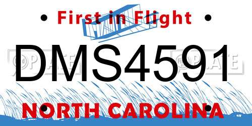 DMS4591 North Carolina License Plate