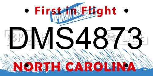 DMS4873 North Carolina License Plate