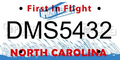 DMS5432 North Carolina License Plate