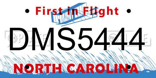 DMS5444 North Carolina License Plate