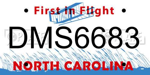 DMS6683 North Carolina License Plate