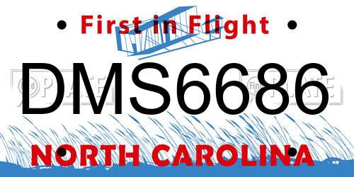 DMS6686 North Carolina License Plate