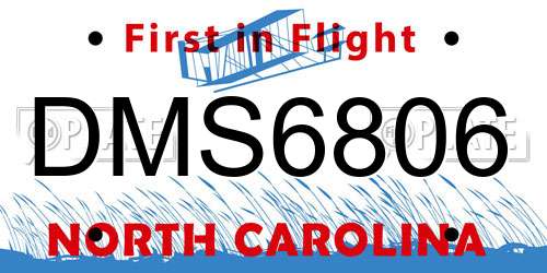 DMS6806 North Carolina License Plate