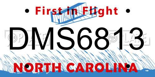 DMS6813 North Carolina License Plate