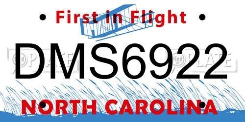 DMS6922 North Carolina License Plate
