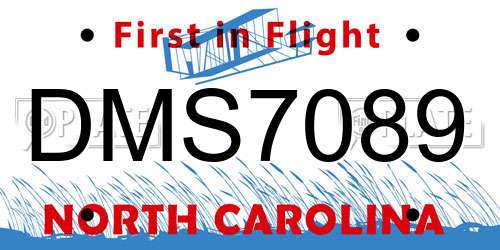 DMS7089 North Carolina License Plate