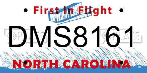 DMS8161 North Carolina License Plate