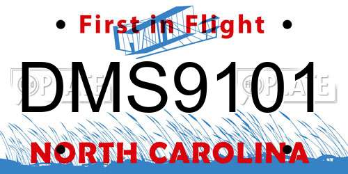 DMS9101 North Carolina License Plate