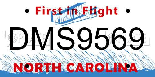 DMS9569 North Carolina License Plate