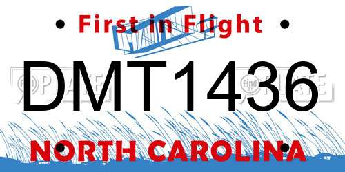DMT1436 North Carolina License Plate