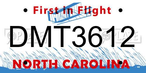 DMT3612 North Carolina License Plate