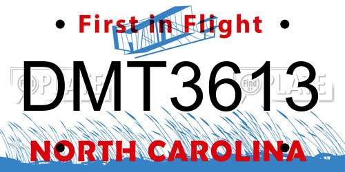 DMT3613 North Carolina License Plate