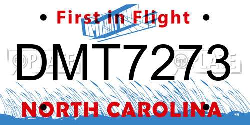 DMT7273 North Carolina License Plate