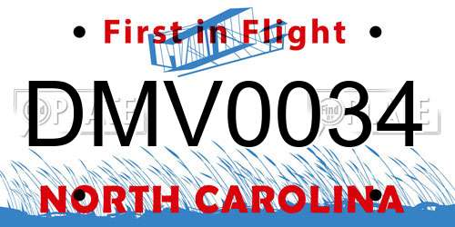 DMV0034 North Carolina License Plate