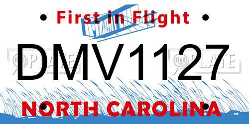 DMV1127 North Carolina License Plate