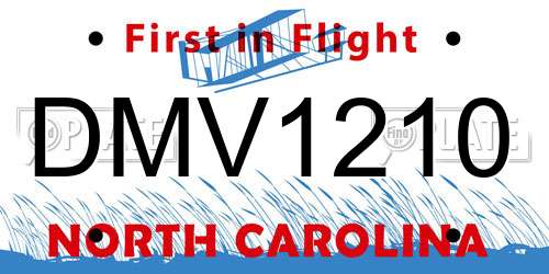 DMV1210 North Carolina License Plate