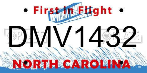 DMV1432 North Carolina License Plate