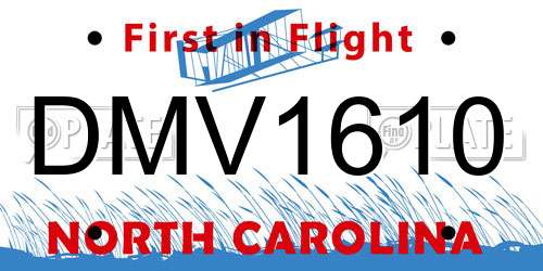 DMV1610 North Carolina License Plate