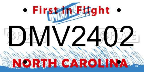DMV2402 North Carolina License Plate