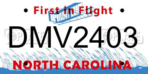DMV2403 North Carolina License Plate