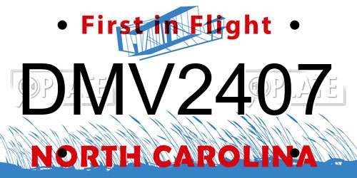 DMV2407 North Carolina License Plate