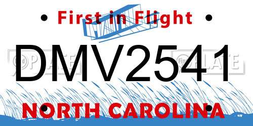 DMV2541 North Carolina License Plate