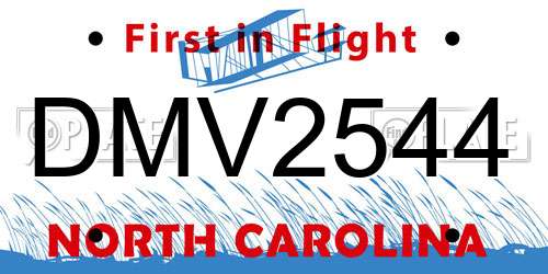DMV2544 North Carolina License Plate