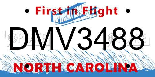 DMV3488 North Carolina License Plate
