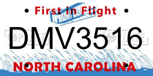 DMV3516 North Carolina License Plate