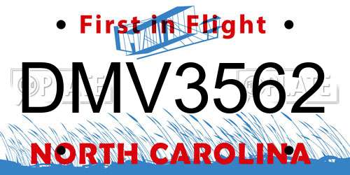 DMV3562 North Carolina License Plate