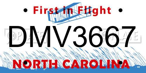 DMV3667 North Carolina License Plate