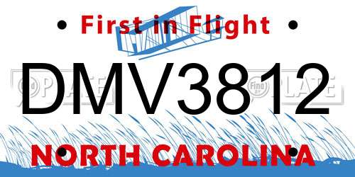 DMV3812 North Carolina License Plate