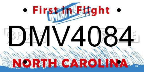 DMV4084 North Carolina License Plate