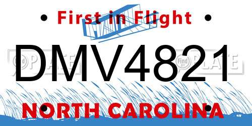 DMV4821 North Carolina License Plate