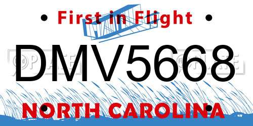 DMV5668 North Carolina License Plate