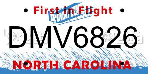 DMV6826 North Carolina License Plate