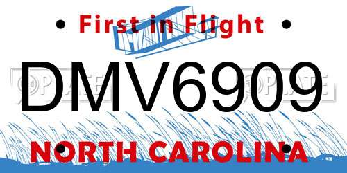 DMV6909 North Carolina License Plate